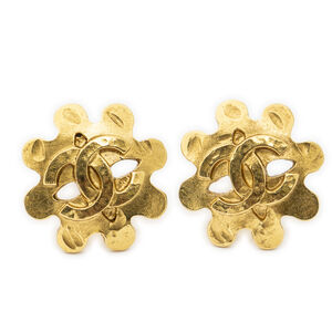 Chanel CC Flower Clip On Earrings